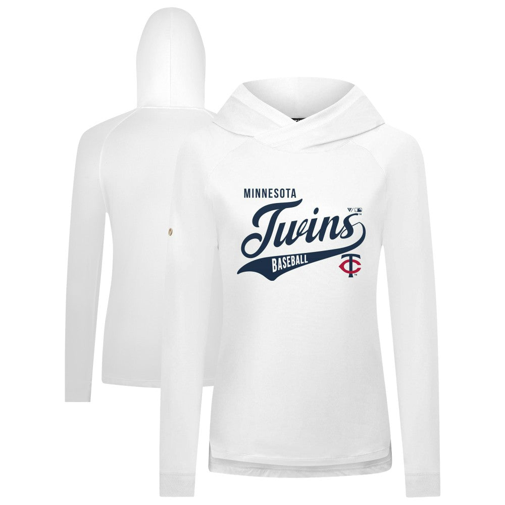 Minnesota Twins Levelwear Women's Slender Glide Raglan Hoodie - White Hoodies