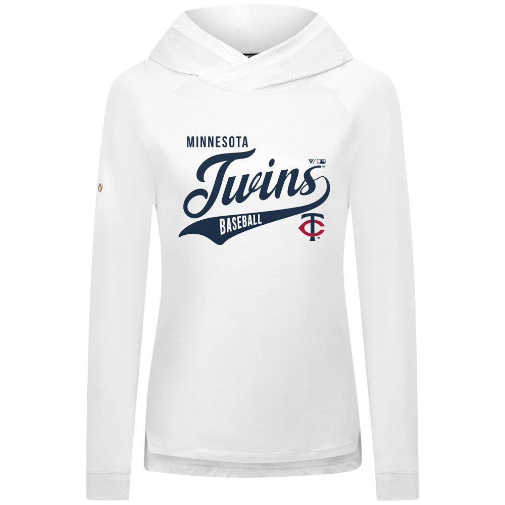 Minnesota Twins Levelwear Women's Slender Glide Raglan Hoodie - White Hoodies