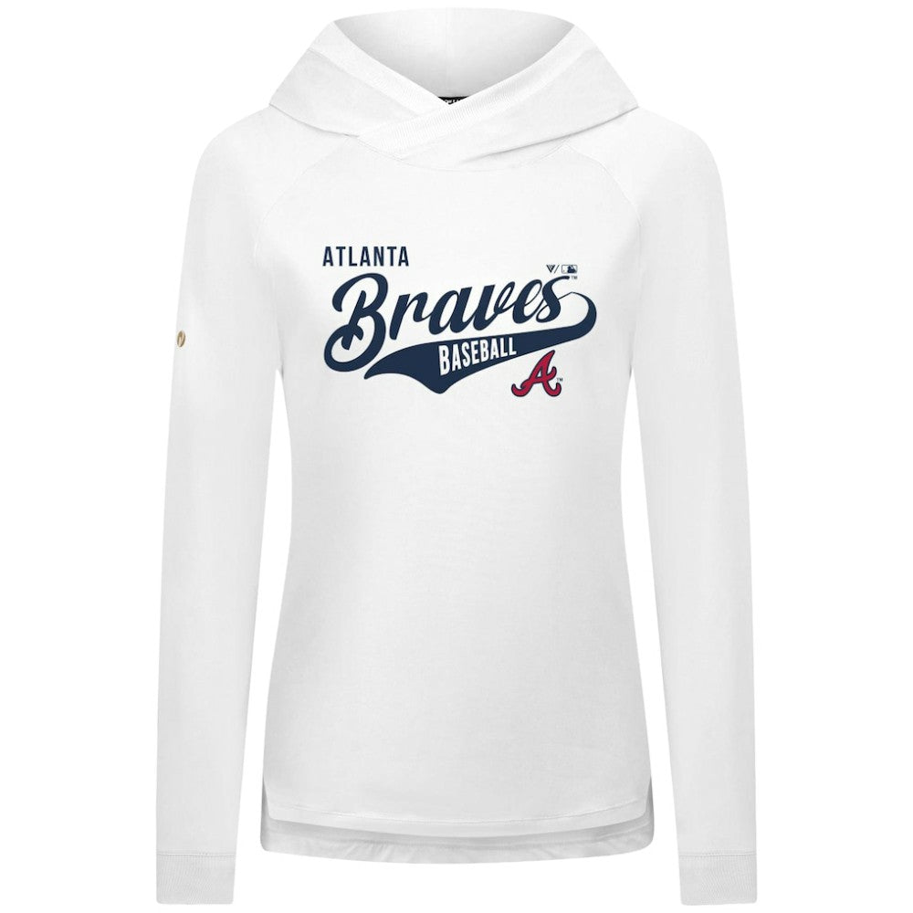 Atlanta Braves Levelwear Women's Slender Glide Raglan Hoodie - White Hoodies