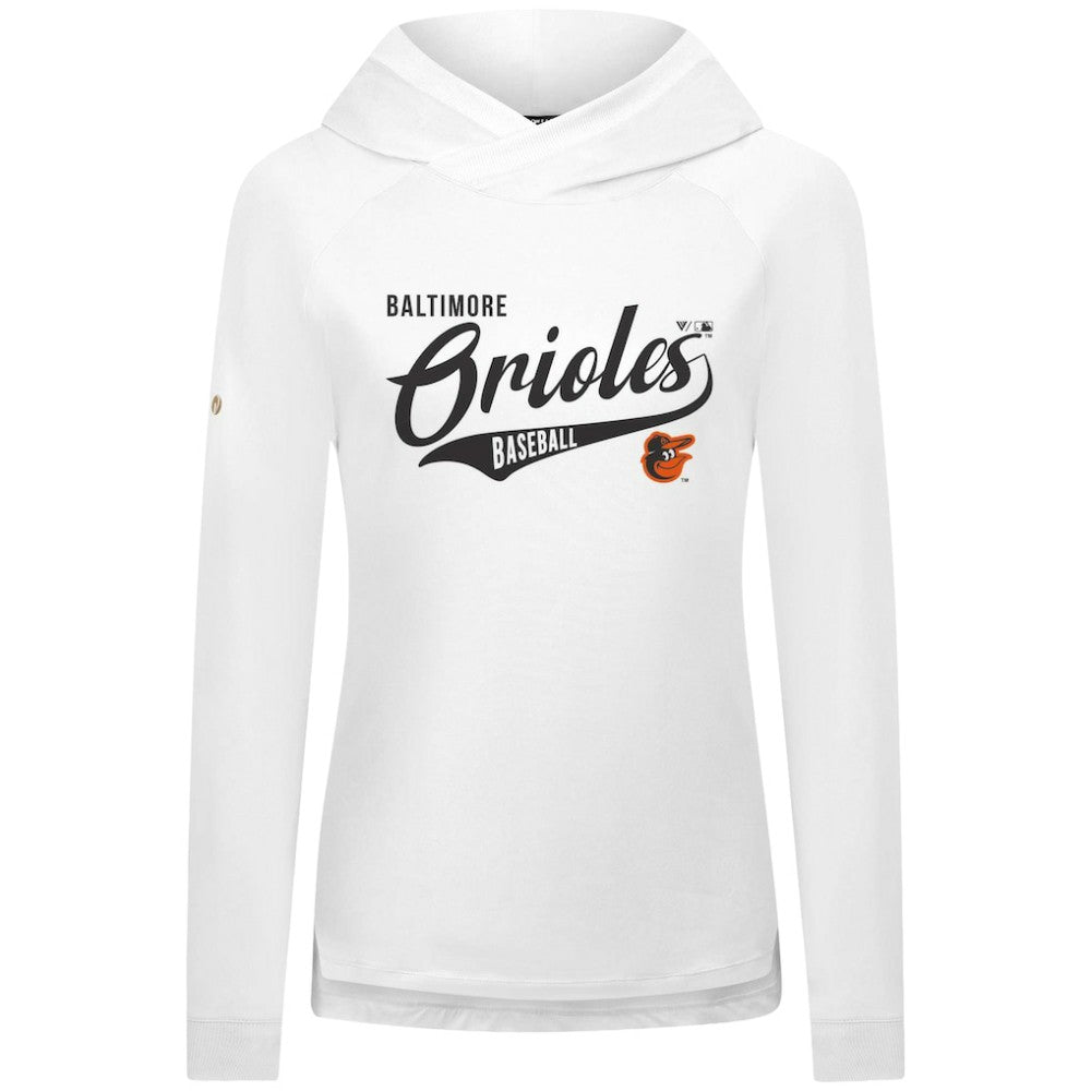 Baltimore Orioles Levelwear Women's Slender Glide Raglan Hoodie - White Hoodies