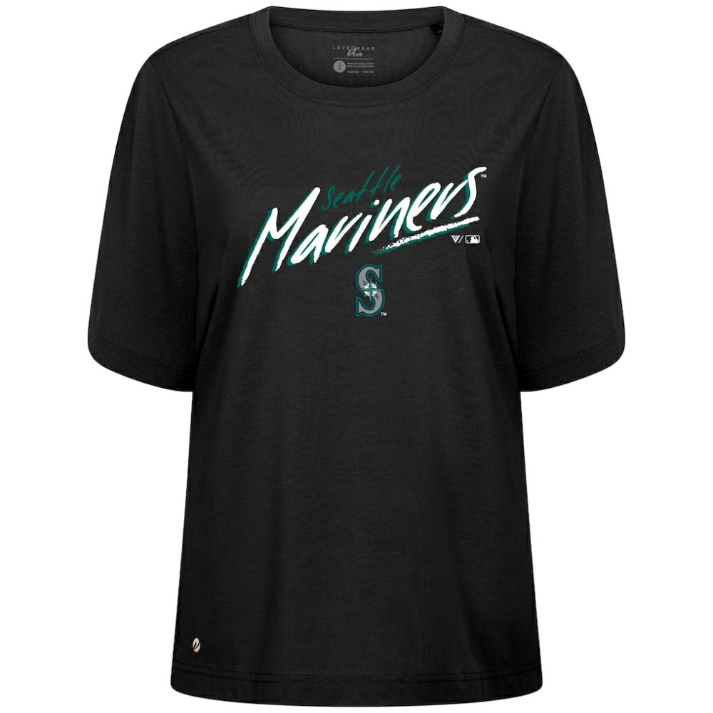 Seattle Mariners Levelwear Women's Bloom Sizzle T-Shirt - Black T-shirts