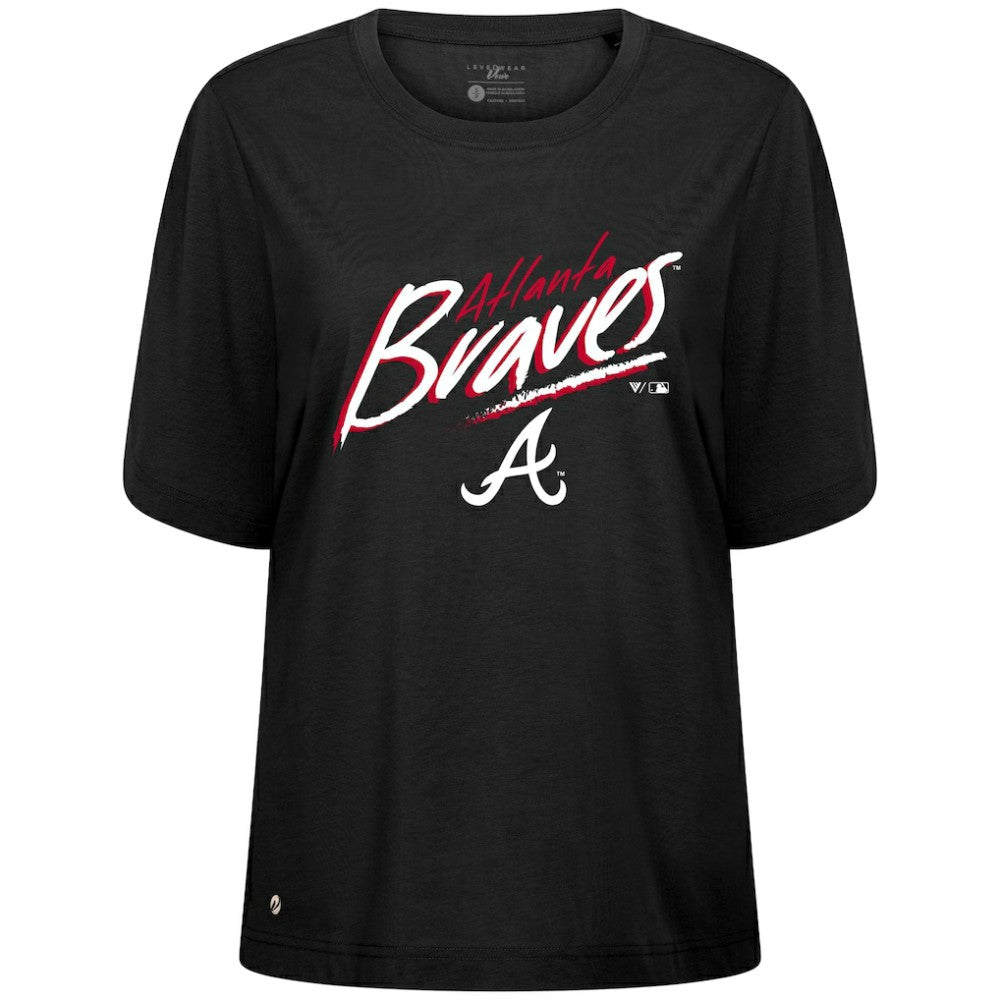 Atlanta Braves Levelwear Women's Bloom Sizzle T-Shirt - Black T-shirts