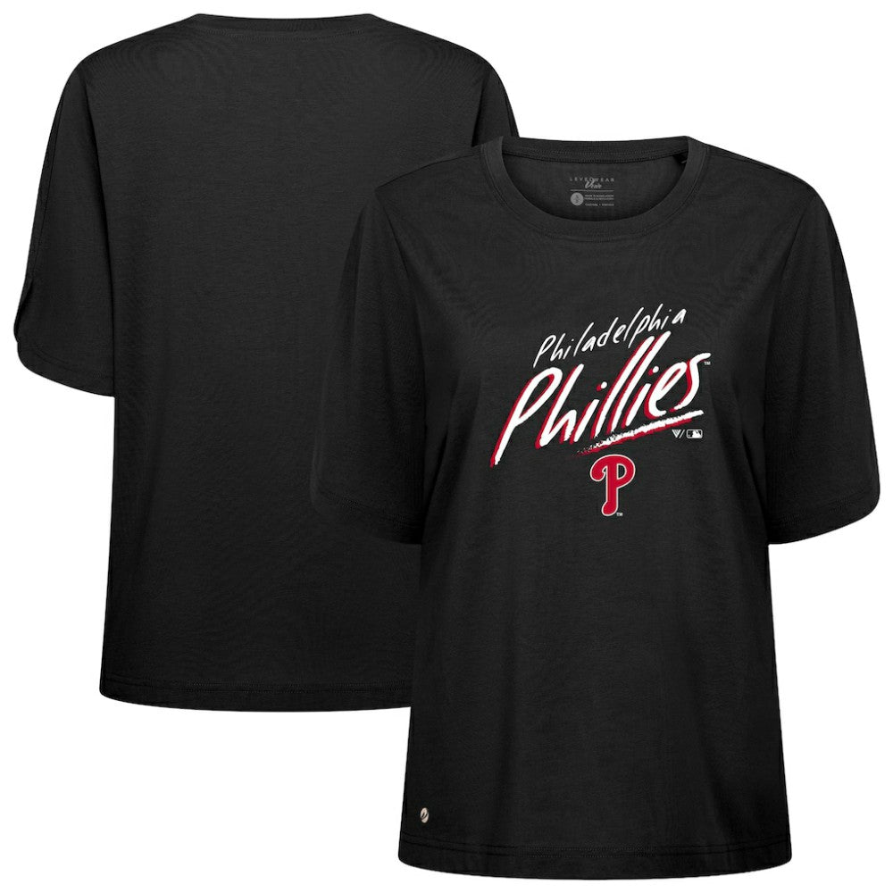 Philadelphia Phillies Levelwear Women's Bloom Sizzle T-Shirt - Black T-shirts