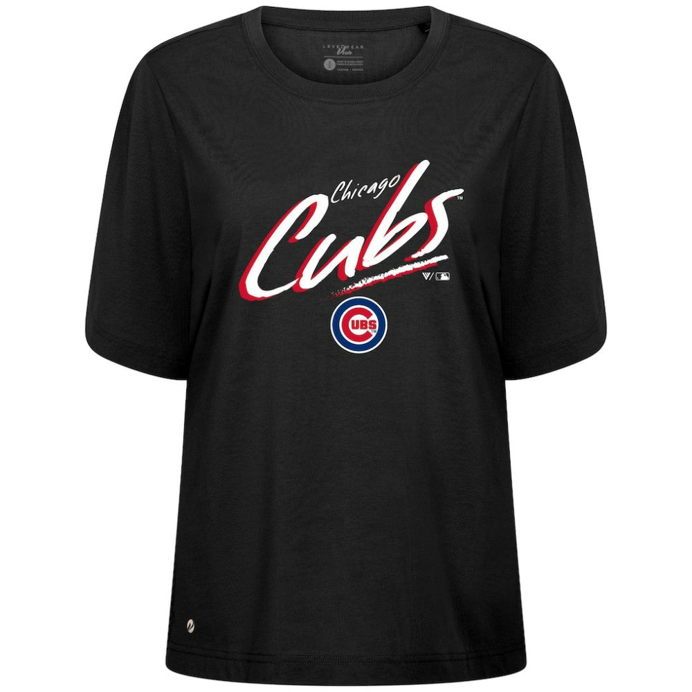 Chicago Cubs Levelwear Women's Bloom Sizzle T-Shirt - Black T-shirts