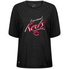 Cincinnati Reds Levelwear Women's Bloom Sizzle T-Shirt - Black T-shirts