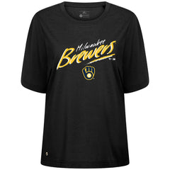 Milwaukee Brewers Levelwear Women's Bloom Sizzle T-Shirt - Black T-shirts