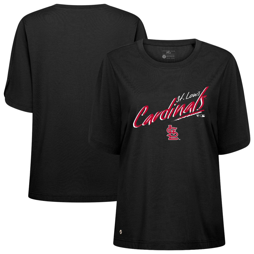 St. Louis Cardinals Levelwear Women's Bloom Sizzle T-Shirt - Black T-shirts