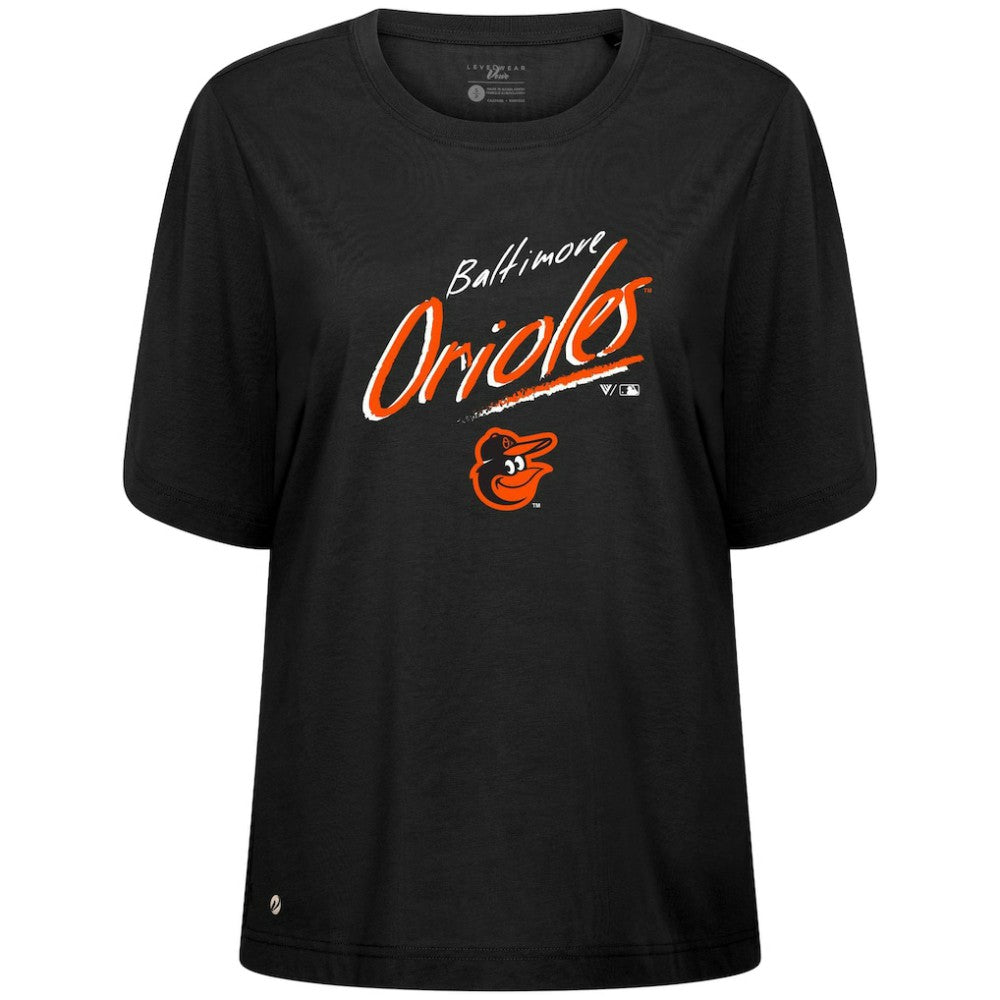 Baltimore Orioles Levelwear Women's Bloom Sizzle T-Shirt - Black T-shirts