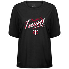 Minnesota Twins Levelwear Women's Bloom Sizzle T-Shirt - Black T-shirts