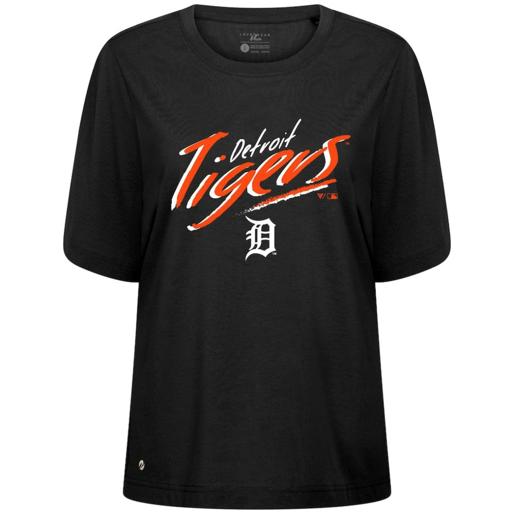 Detroit Tigers Levelwear Women's Bloom Sizzle T-Shirt - Black T-shirts