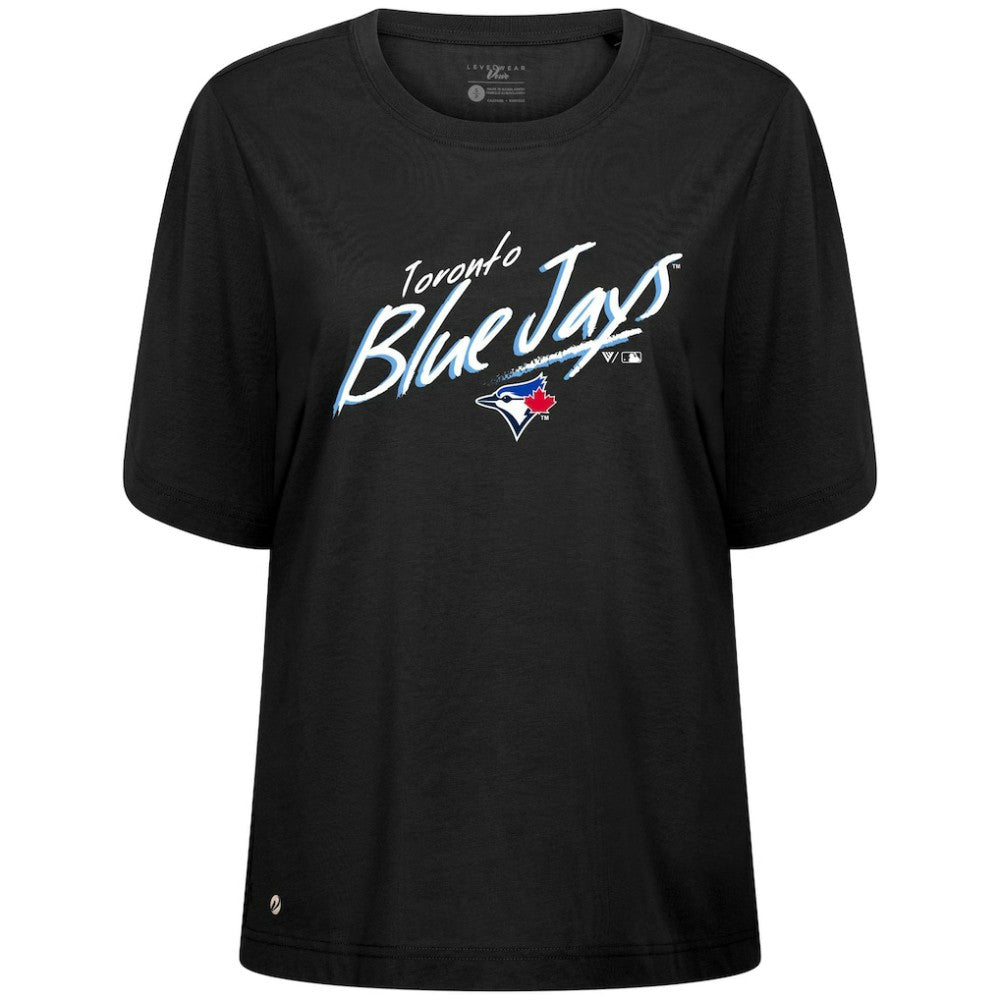 Toronto Blue Jays Levelwear Women's Bloom Sizzle T-Shirt - Black T-shirts