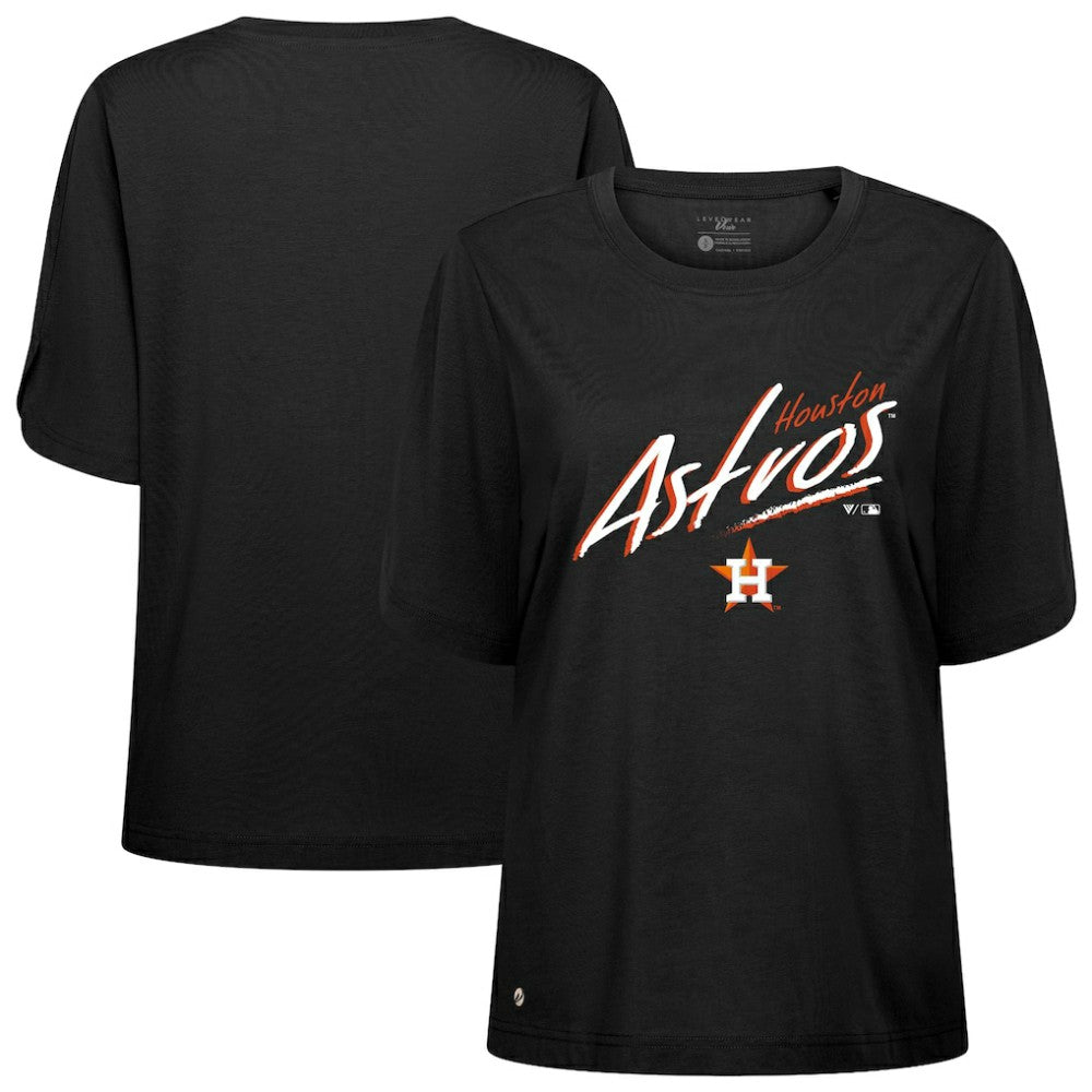 Houston Astros Levelwear Women's Bloom Sizzle T-Shirt - Black T-shirts