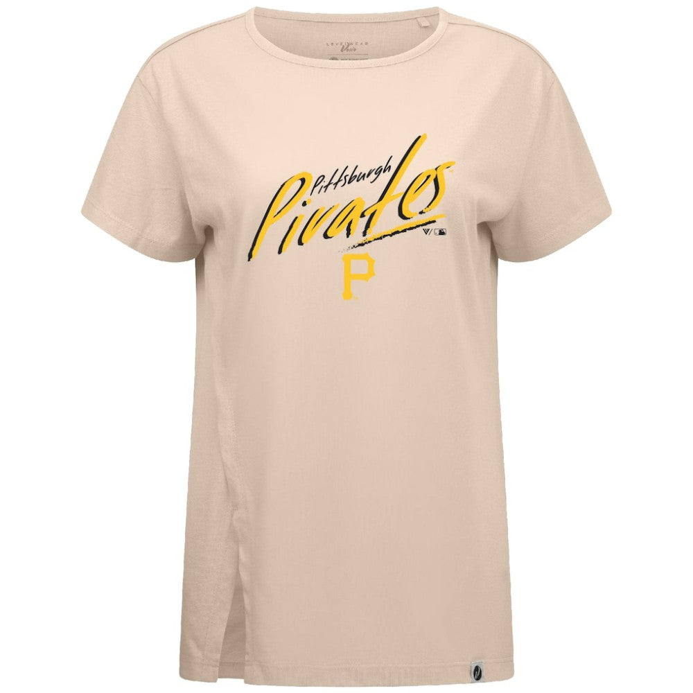 Pittsburgh Pirates Levelwear Women's Influx Sizzle T-Shirt - Khaki T-shirts