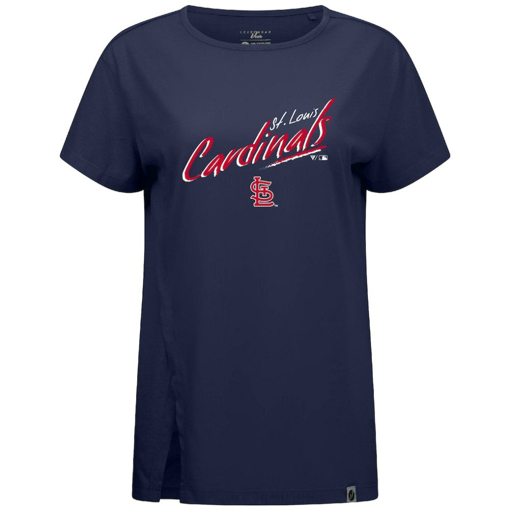 St. Louis Cardinals Levelwear Women's Influx Sizzle T-Shirt - Navy T-shirts