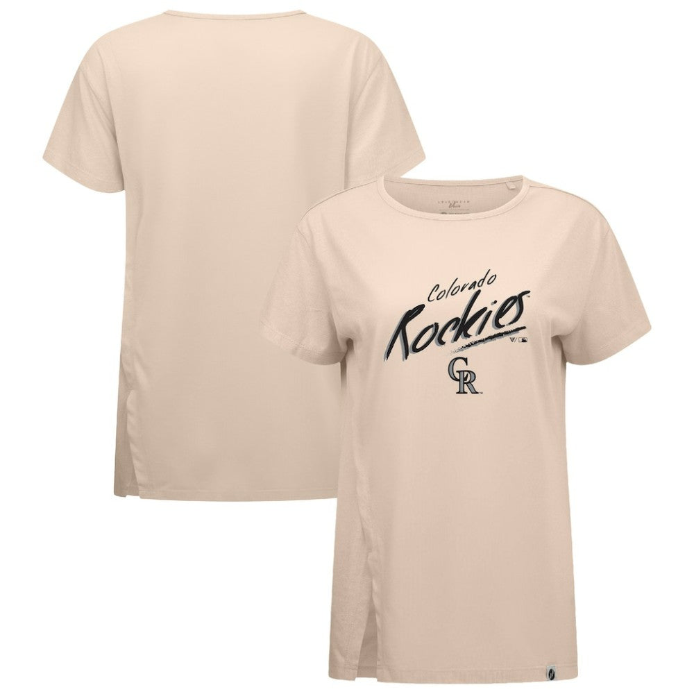 Colorado Rockies Levelwear Women's Influx Sizzle T-Shirt - Khaki T-shirts