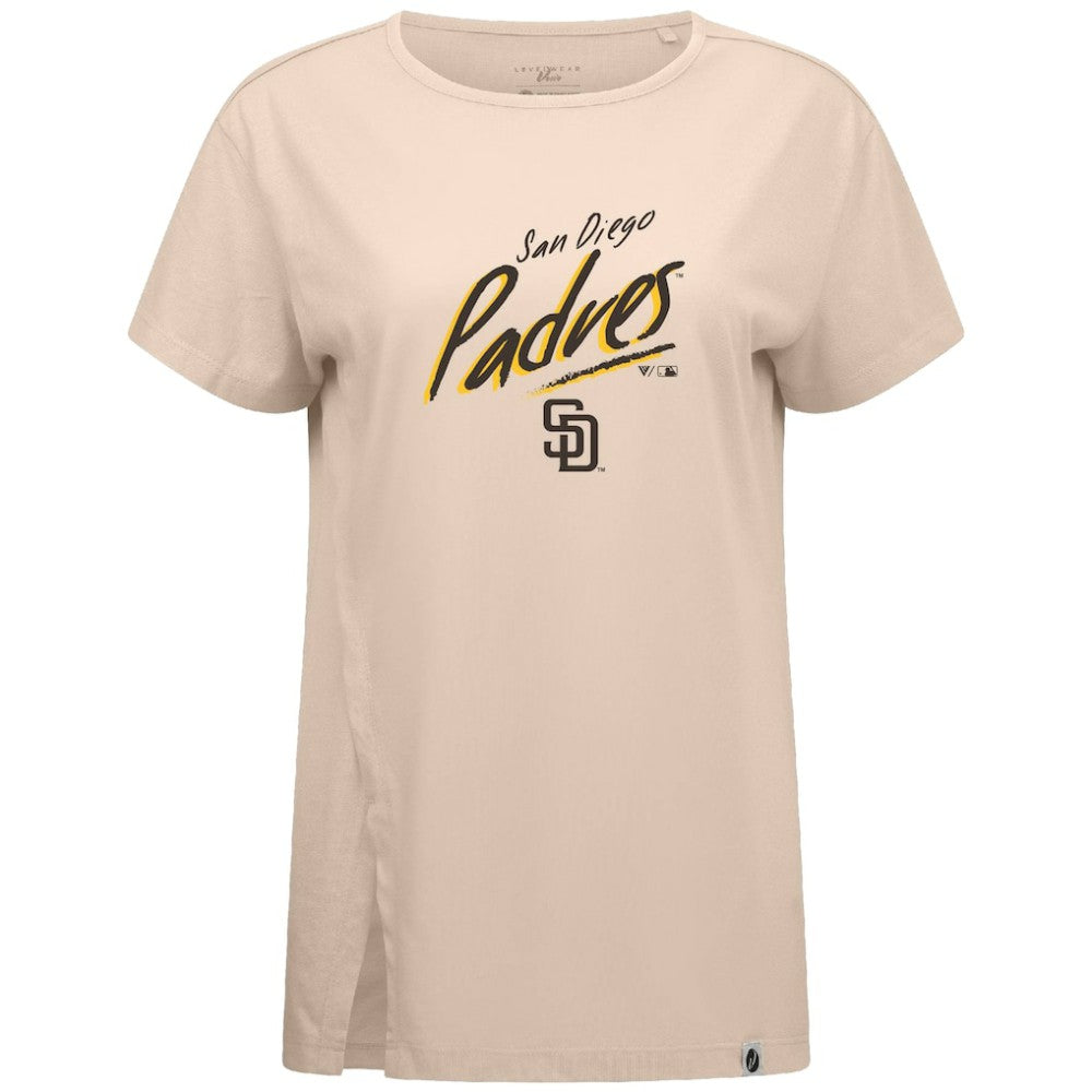 San Diego Padres Levelwear Women's Influx Sizzle T-Shirt - Khaki T-shirts