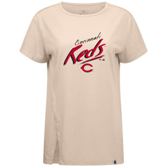 Cincinnati Reds Levelwear Women's Influx Sizzle T-Shirt - Khaki T-shirts