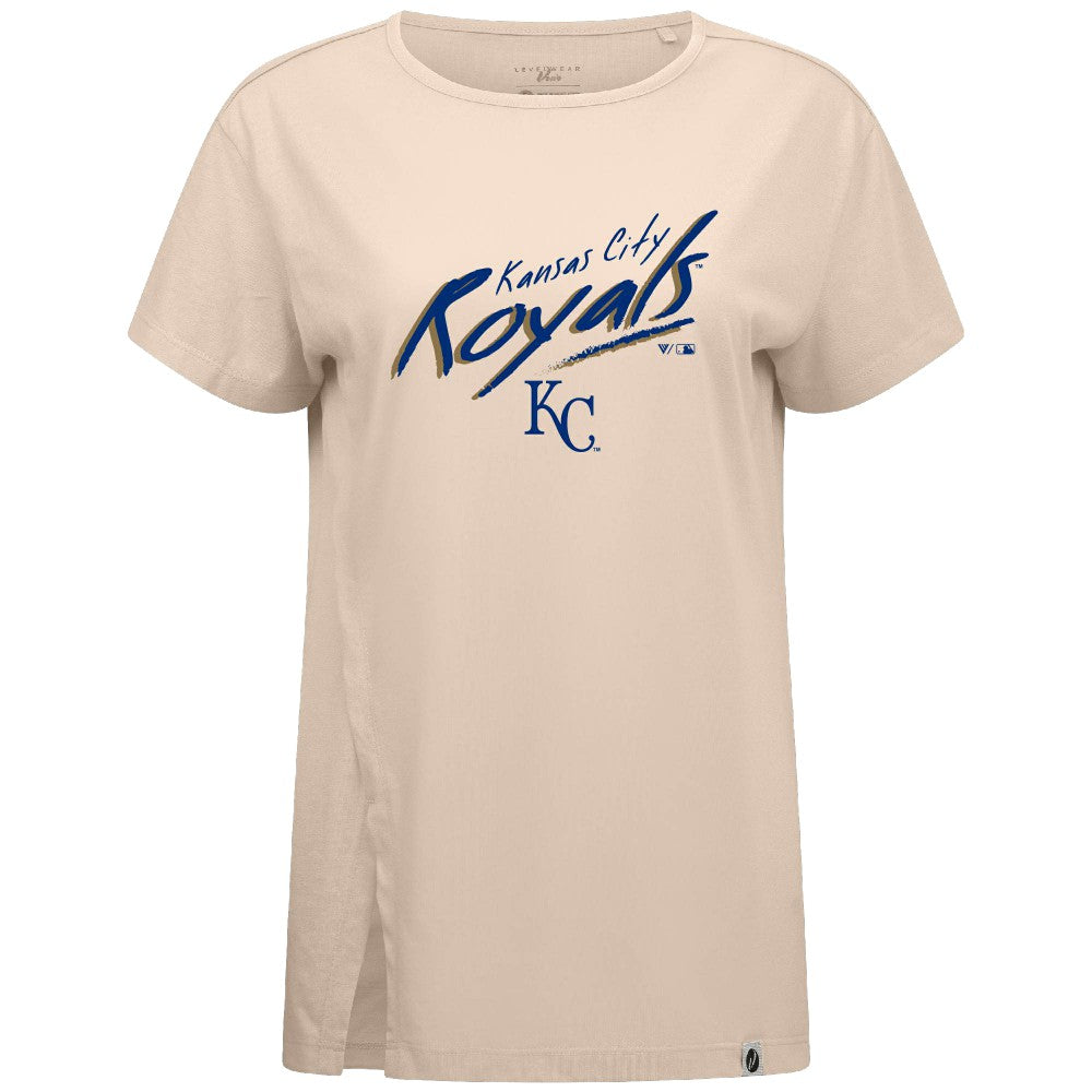 Kansas City Royals Levelwear Women's Influx Sizzle T-Shirt - Khaki T-shirts