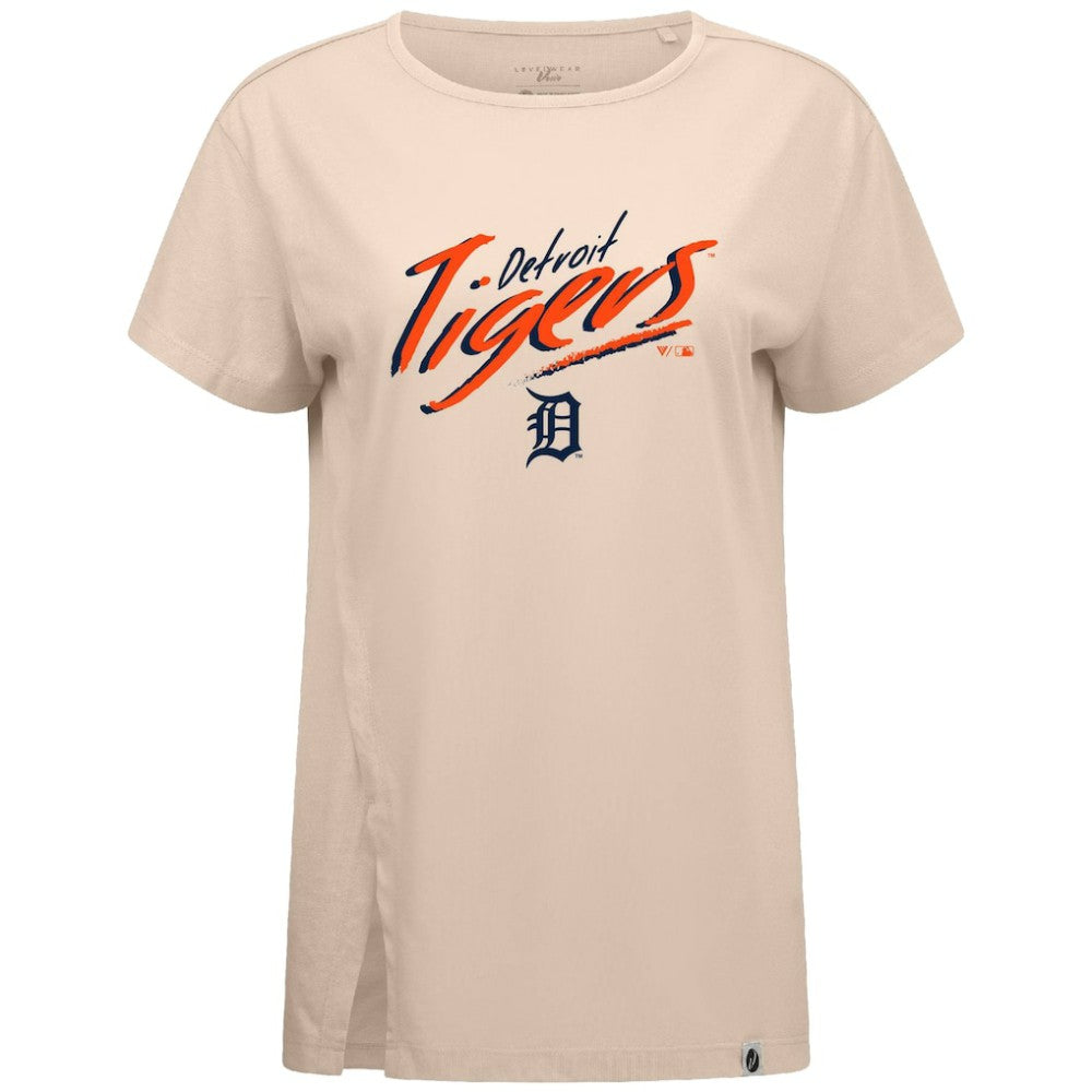 Detroit Tigers Levelwear Women's Influx Sizzle T-Shirt - Khaki T-shirts