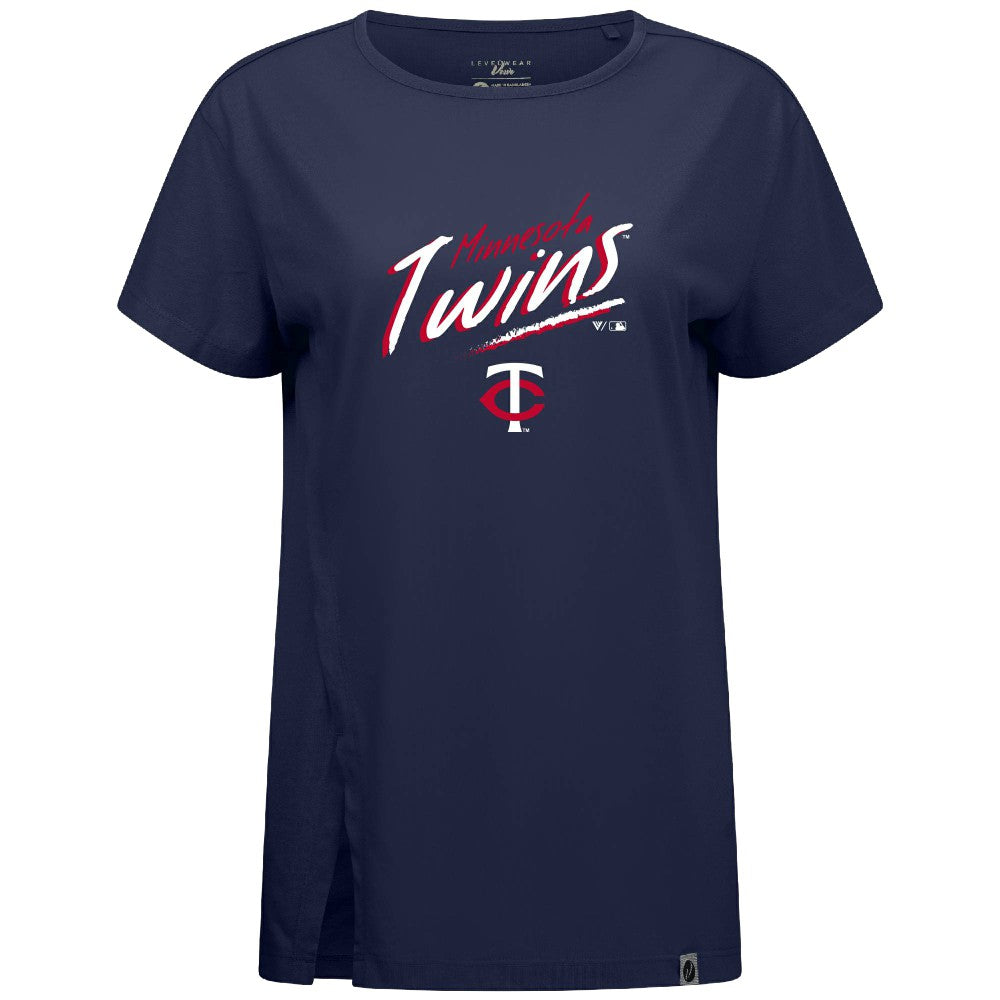 Minnesota Twins Levelwear Women's Influx Sizzle T-Shirt - Navy T-shirts