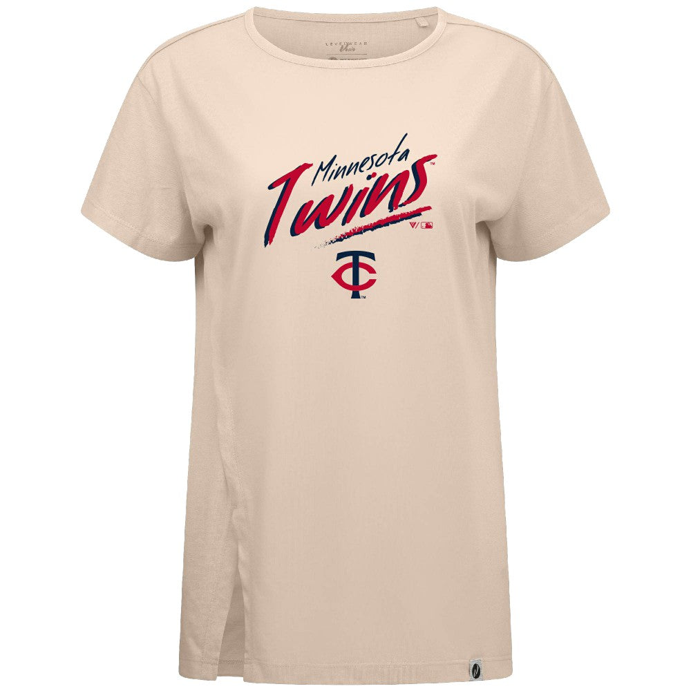 Minnesota Twins Levelwear Women's Influx Sizzle T-Shirt - Khaki T-shirts