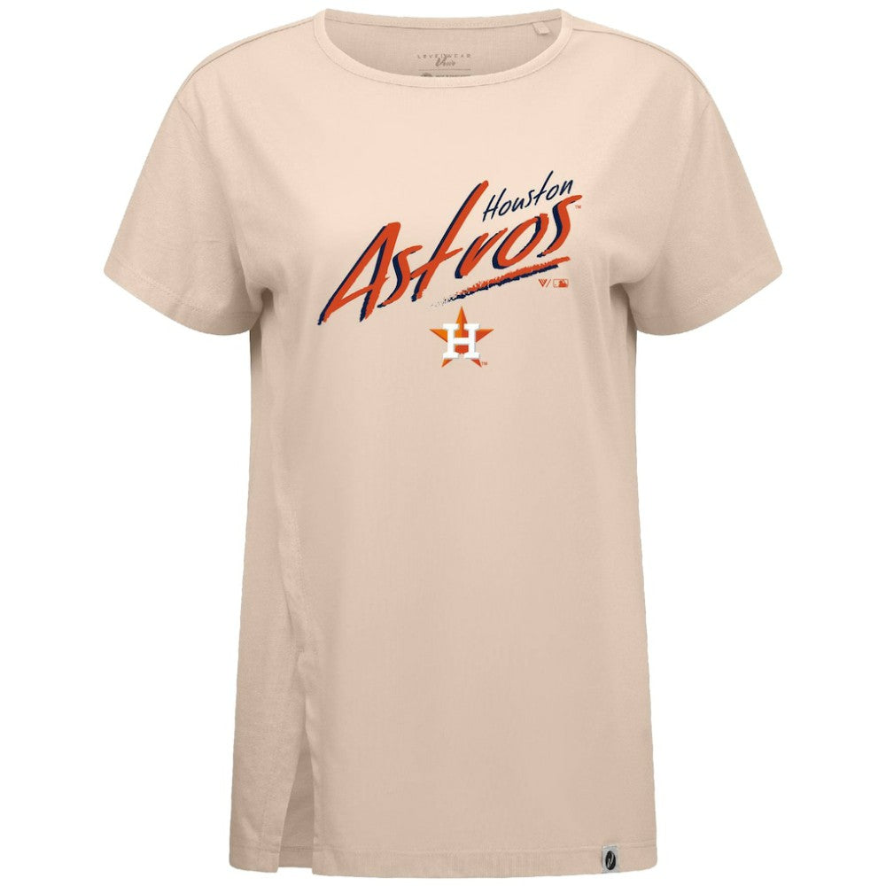 Houston Astros Levelwear Women's Influx Sizzle T-Shirt - Khaki T-shirts