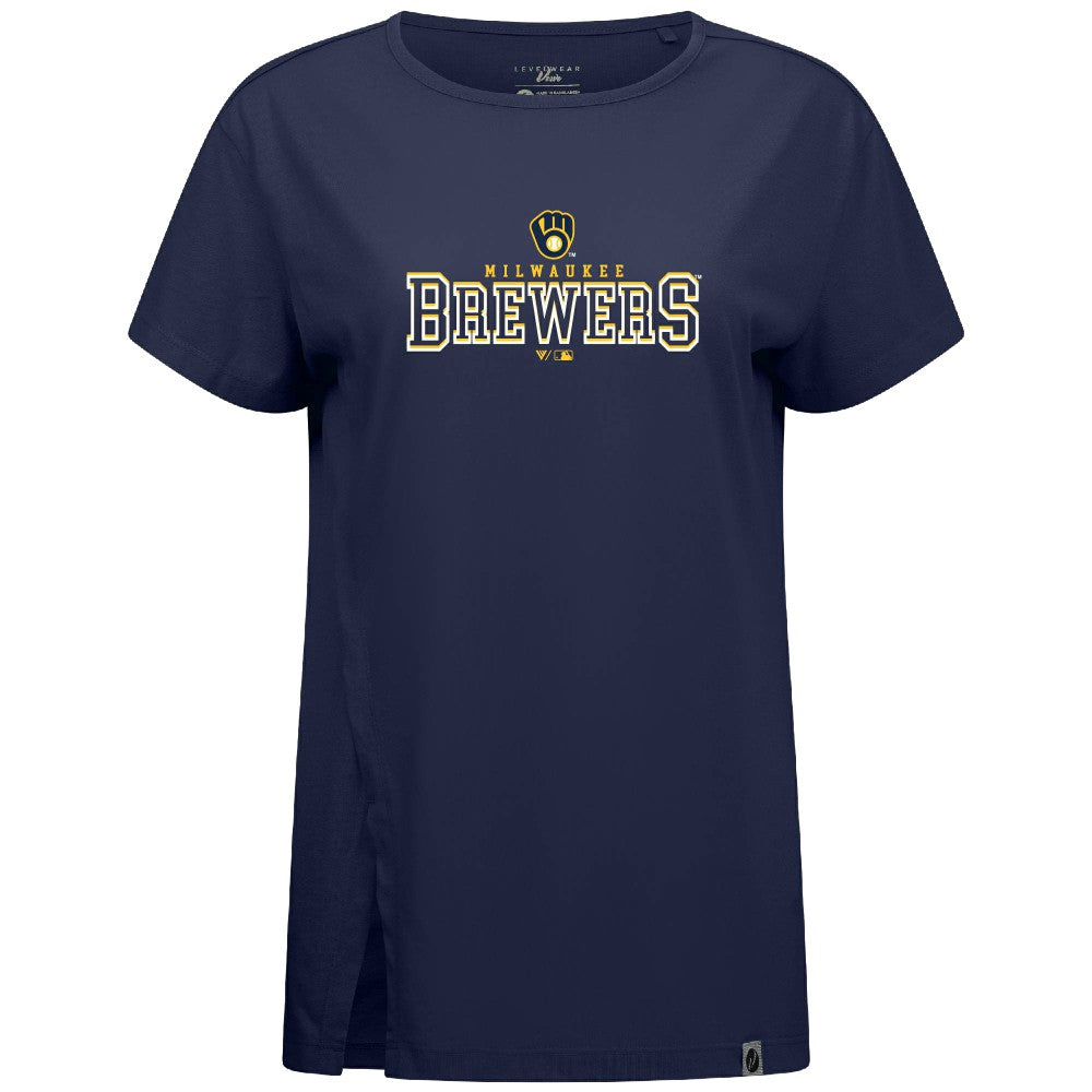 Milwaukee Brewers Levelwear Women's Influx Journey T-Shirt - Navy T-shirts