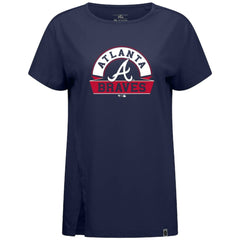 Atlanta Braves Levelwear Women's Influx Banner Arch T-Shirt - Navy T-shirts