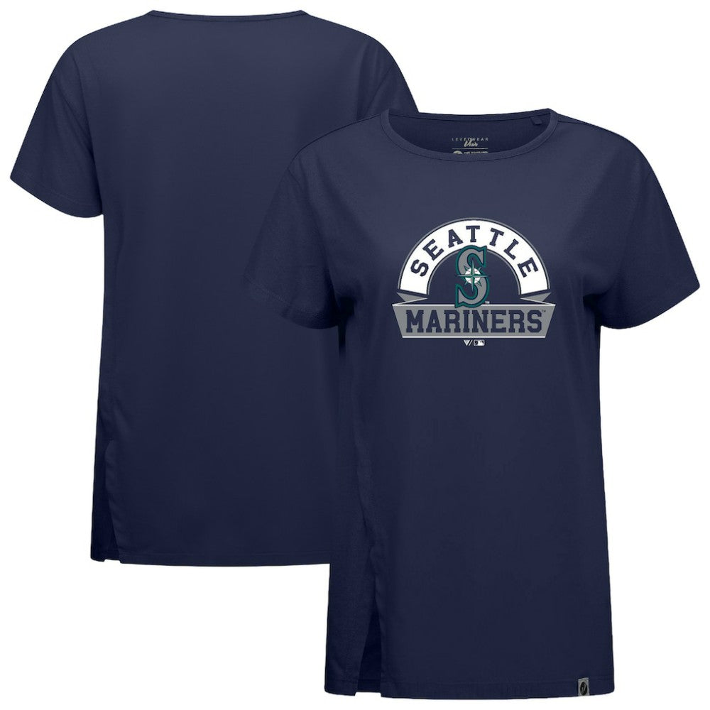 Seattle Mariners Levelwear Women's Influx Banner Arch T-Shirt - Navy T-shirts