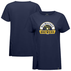 Milwaukee Brewers Levelwear Women's Influx Banner Arch T-Shirt - Navy T-shirts