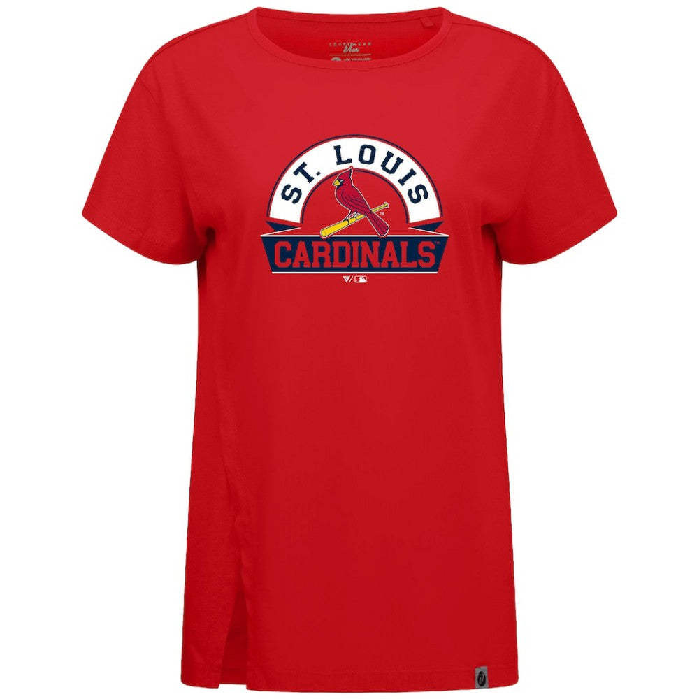 St. Louis Cardinals Levelwear Women's Influx Banner Arch T-Shirt - Red T-shirts