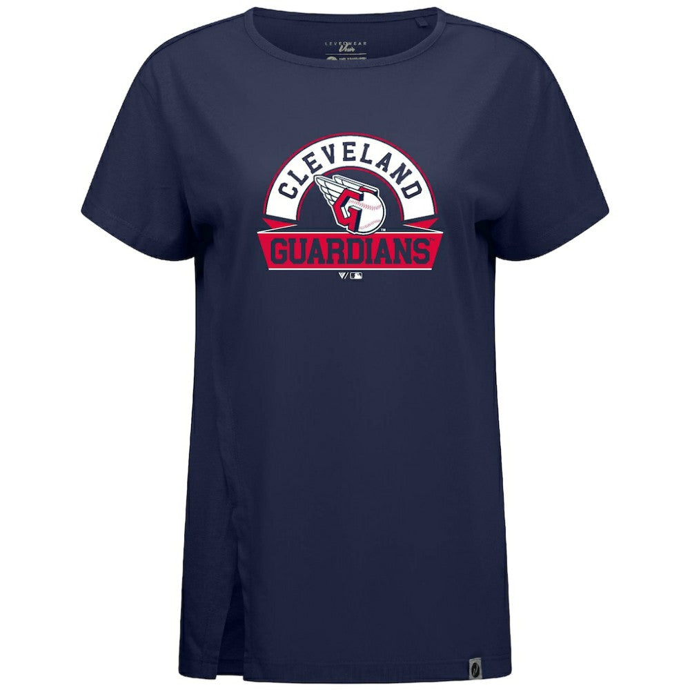 Cleveland Guardians Levelwear Women's Influx Banner Arch T-Shirt - Navy T-shirts