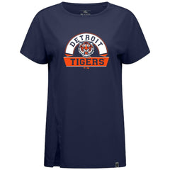 Detroit Tigers Levelwear Women's Influx Banner Arch T-Shirt - Navy T-shirts