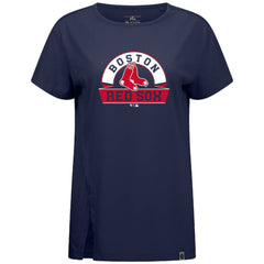 Boston Red Sox Levelwear Women's Influx Banner Arch T-Shirt - Navy T-shirts