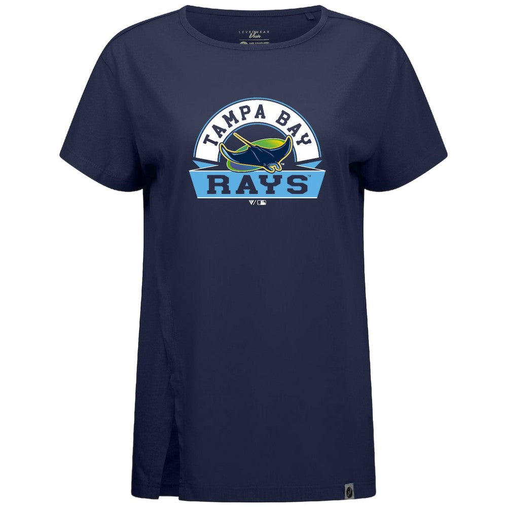 Tampa Bay Rays Levelwear Women's Influx Banner Arch T-Shirt - Navy T-shirts
