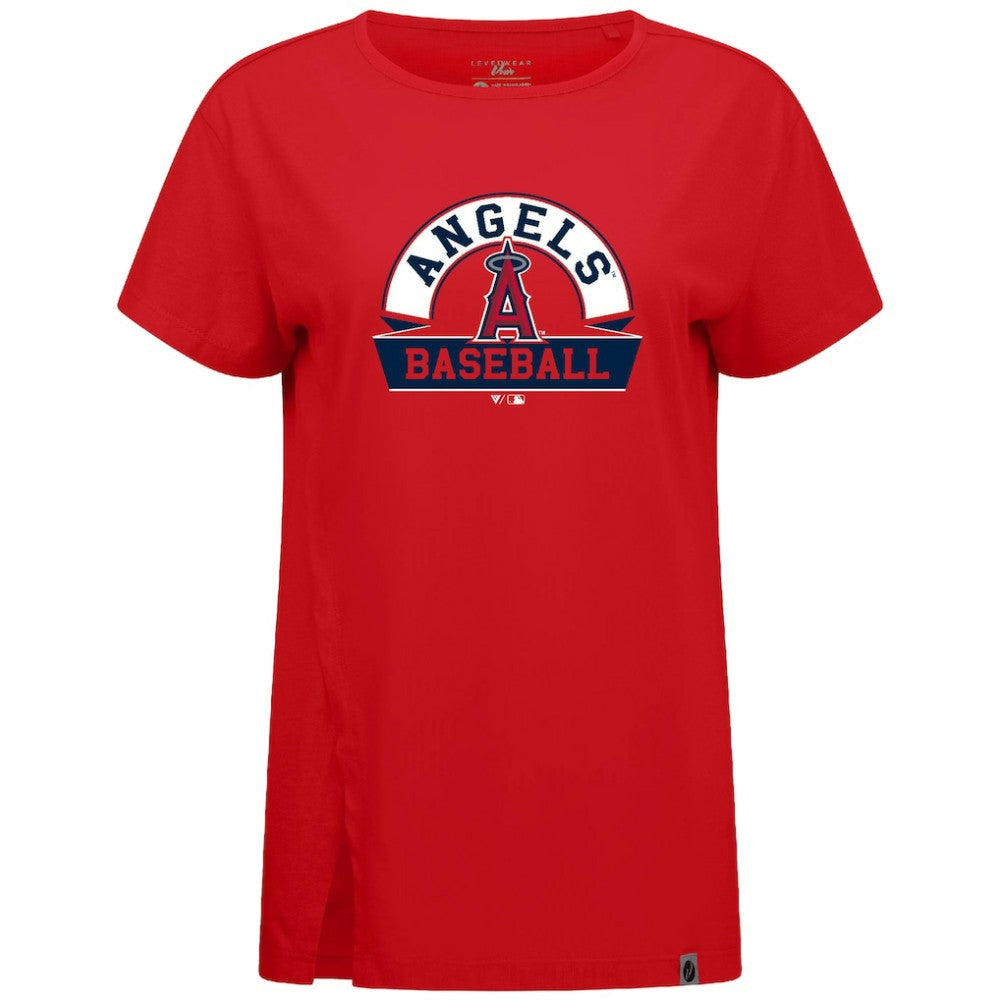 Los Angeles Angels Levelwear Women's Influx Banner Arch T-Shirt - Red T-shirts