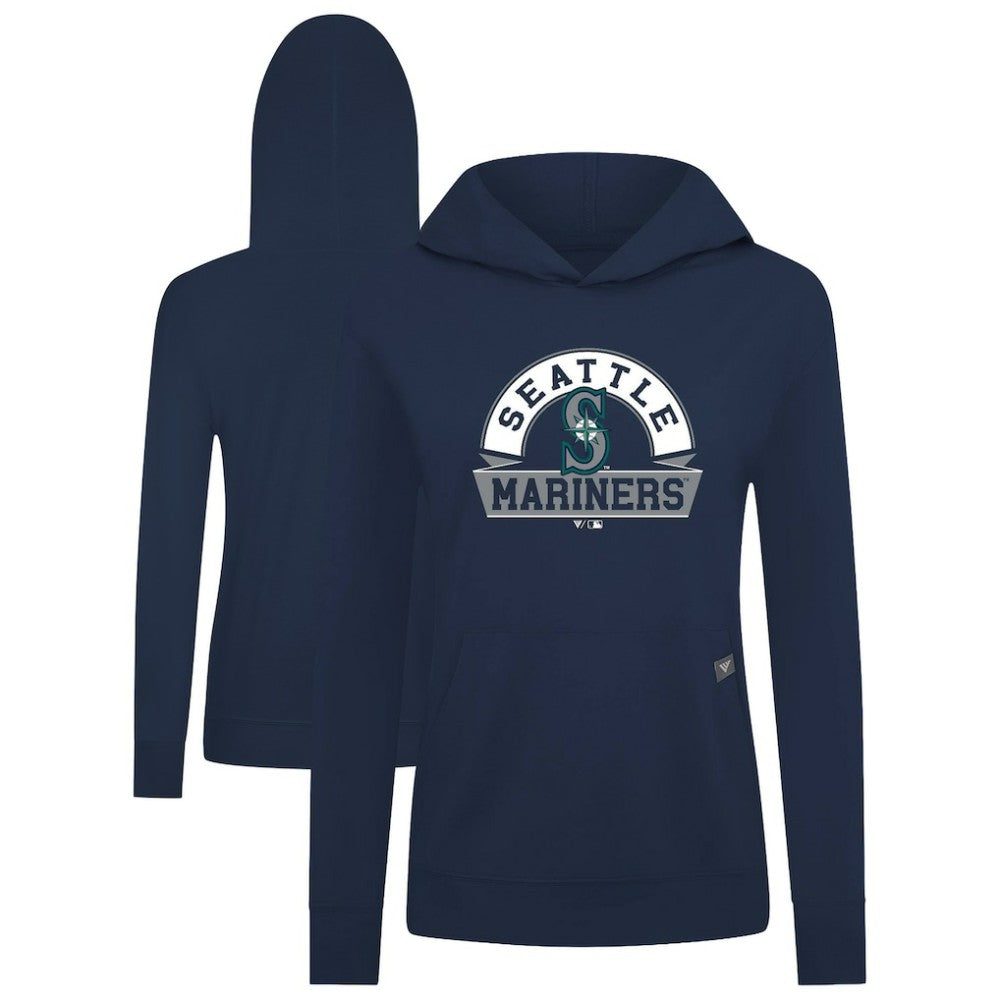 Seattle Mariners Levelwear Women's Relay Banner Arch Long Sleeve T-Shirt Hoodie - Navy Hoodies