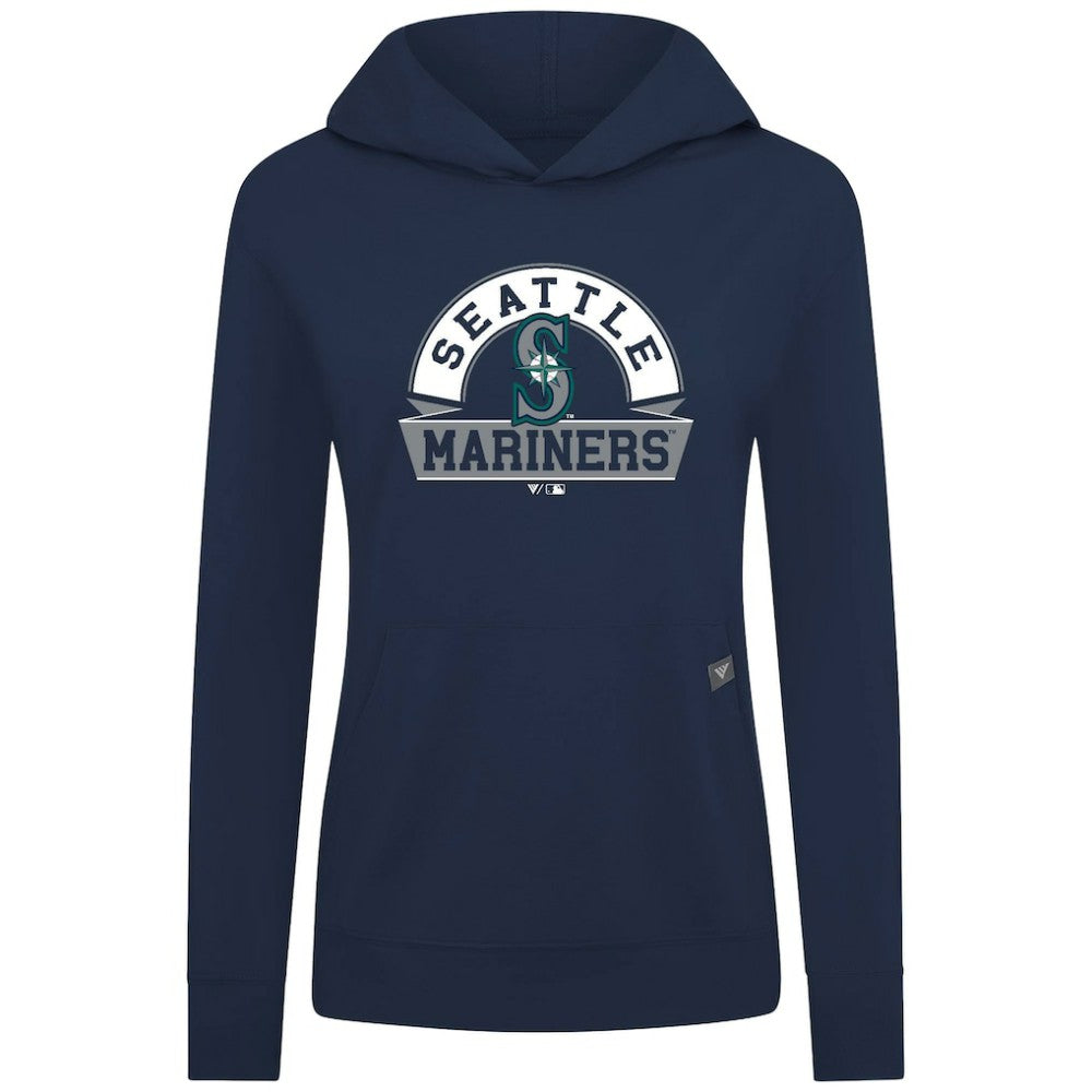Seattle Mariners Levelwear Women's Relay Banner Arch Long Sleeve T-Shirt Hoodie - Navy Hoodies