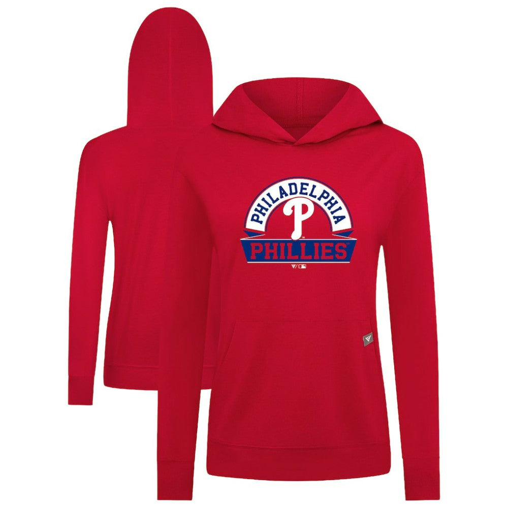 Philadelphia Phillies Levelwear Women's Relay Banner Arch Long Sleeve T-Shirt Hoodie - Red Hoodies
