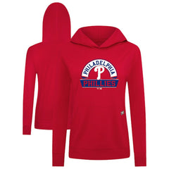 Philadelphia Phillies Levelwear Women's Relay Banner Arch Long Sleeve T-Shirt Hoodie - Red Hoodies