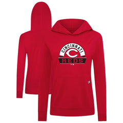 Cincinnati Reds Levelwear Women's Relay Banner Arch Long Sleeve T-Shirt Hoodie - Red Hoodies
