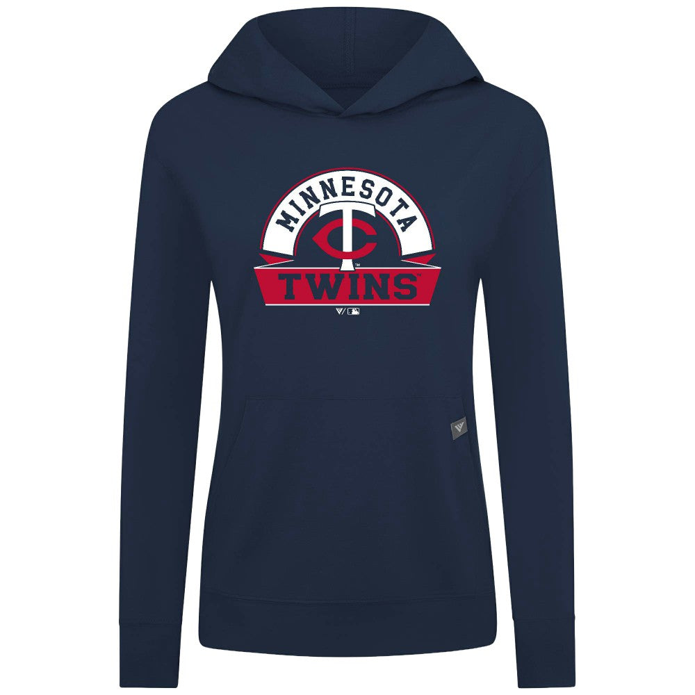 Minnesota Twins Levelwear Women's Relay Banner Arch Long Sleeve T-Shirt Hoodie - Navy Hoodies