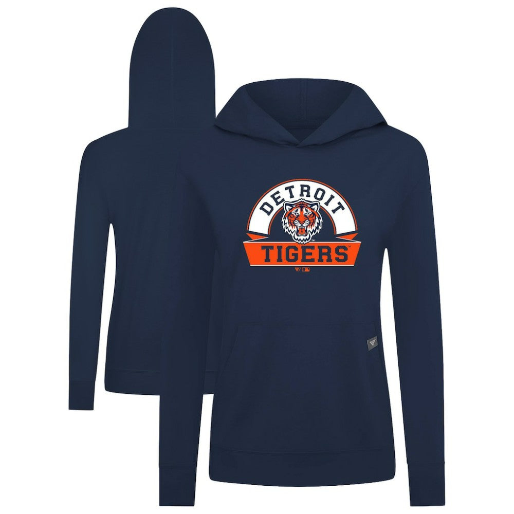 Detroit Tigers Levelwear Women's Relay Banner Arch Long Sleeve T-Shirt Hoodie - Navy Hoodies