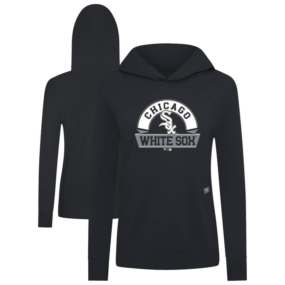 Chicago White Sox Levelwear Women's Relay Banner Arch Long Sleeve T-Shirt Hoodie - Black Hoodies