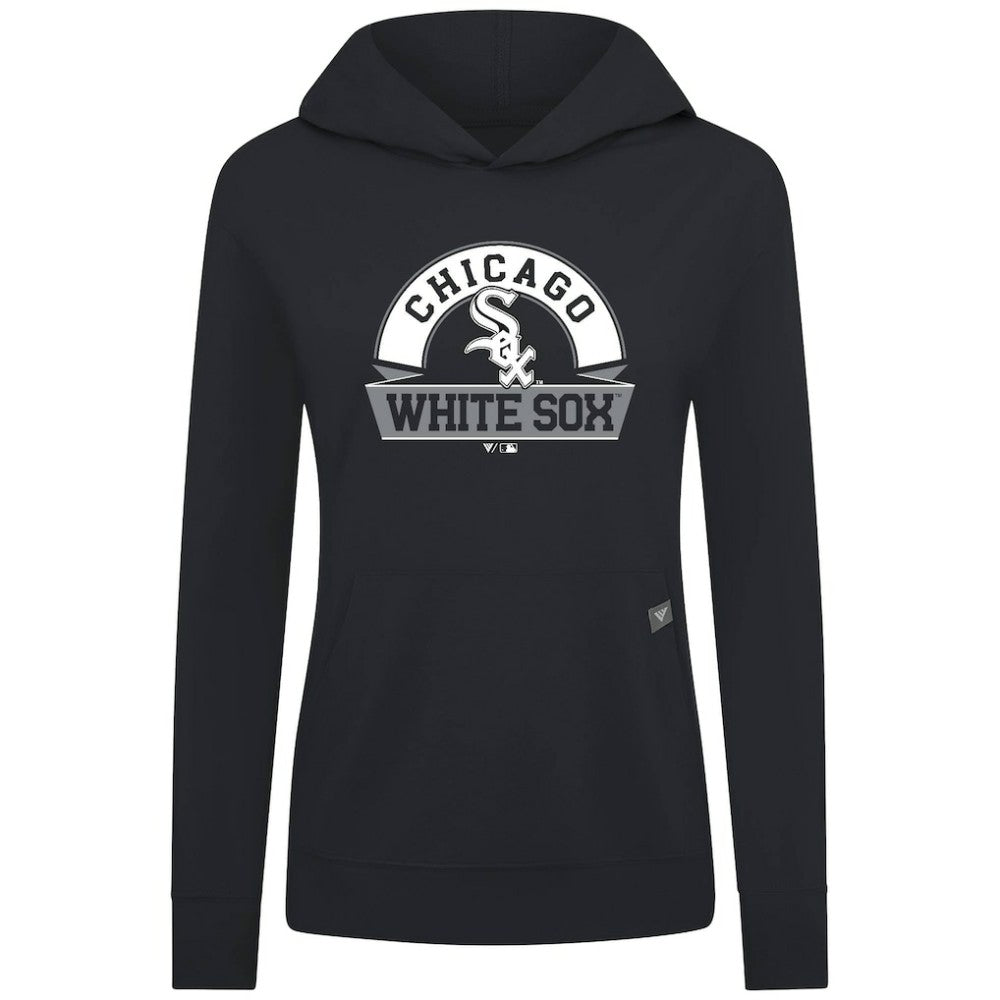 Chicago White Sox Levelwear Women's Relay Banner Arch Long Sleeve T-Shirt Hoodie - Black Hoodies