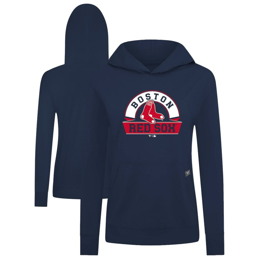 Boston Red Sox Levelwear Women's Relay Banner Arch Long Sleeve T-Shirt Hoodie - Navy Hoodies