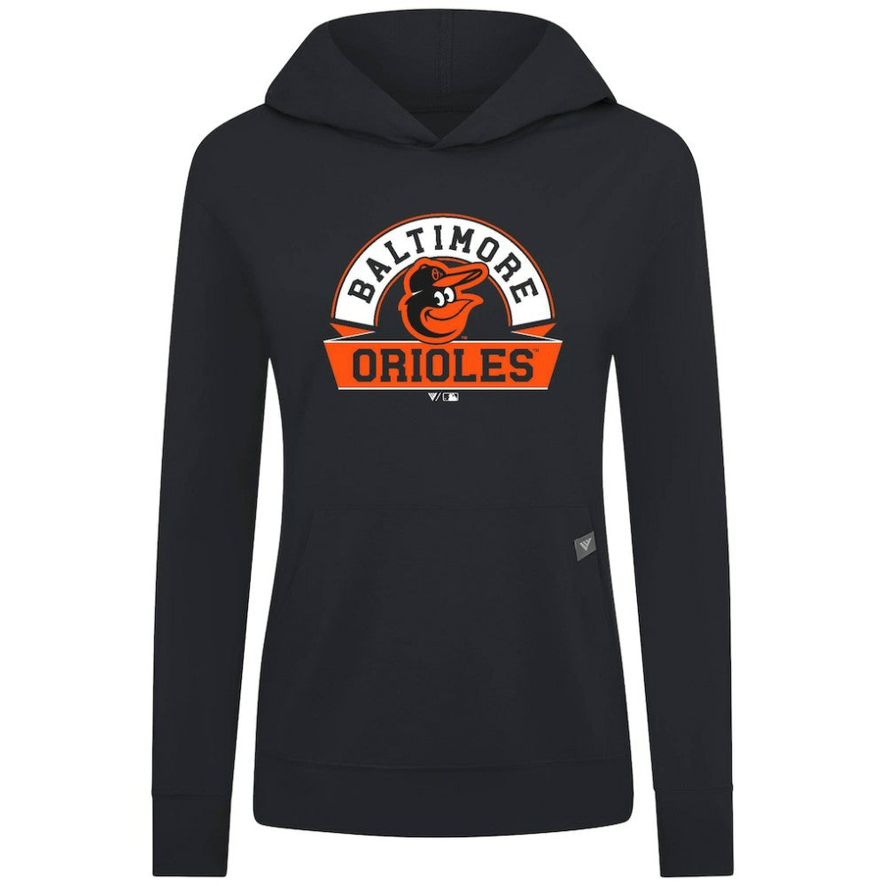 Baltimore Orioles Levelwear Women's Relay Banner Arch Long Sleeve T-Shirt Hoodie - Black Hoodies