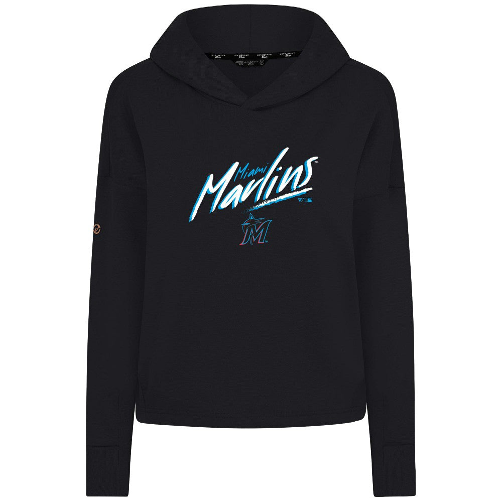 Miami Marlins Levelwear Women's Sweet Sizzle Tri-Blend Hoodie - Black Hoodies