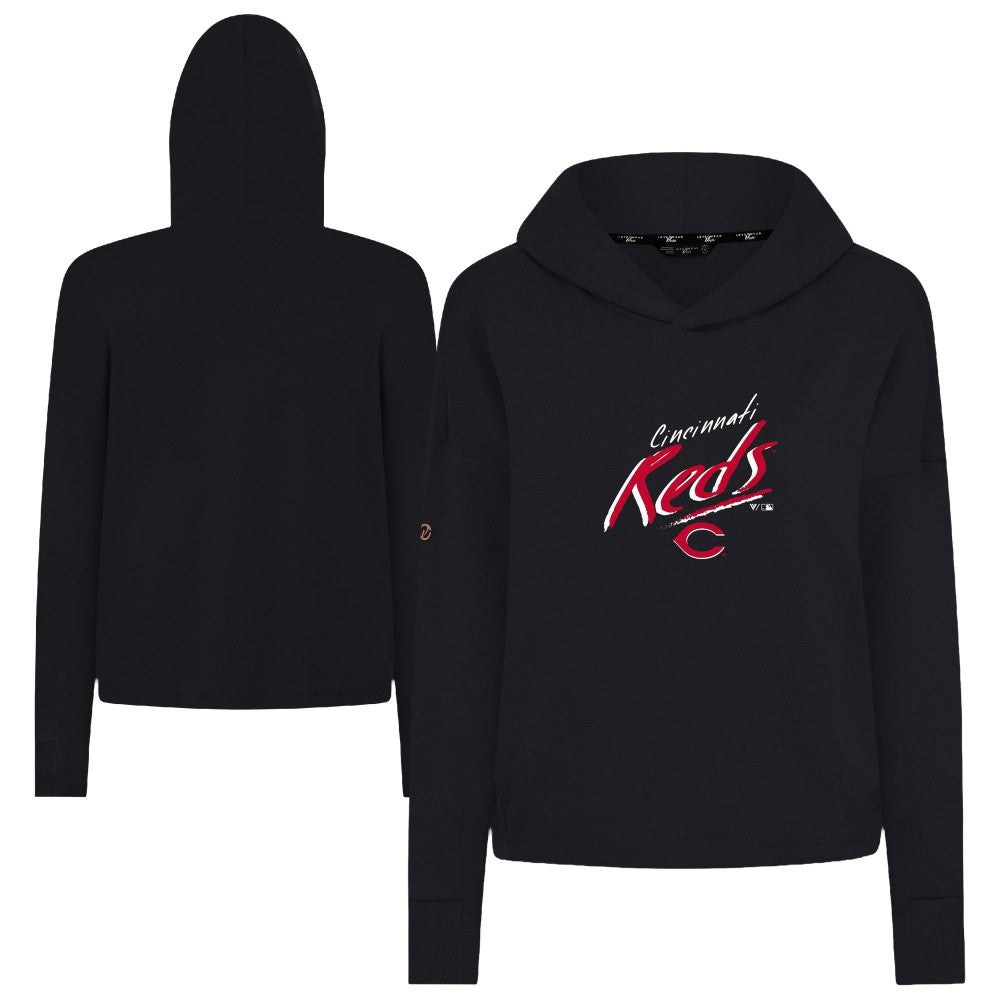 Cincinnati Reds Levelwear Women's Sweet Sizzle Tri-Blend Hoodie - Black Hoodies