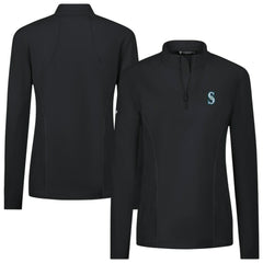 Seattle Mariners Levelwear Women's Upright Insignia 2.0 Quarter-Zip Tri-Blend Top - Black Tops